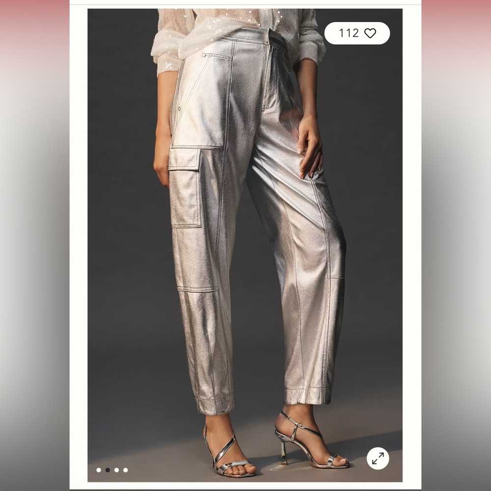 Anthropologie Silver Cropped Cargo Pants